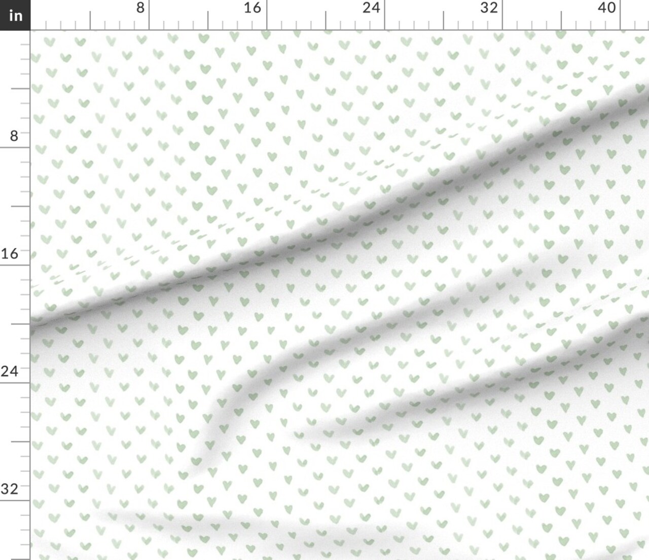 Baby Blanket Sage Green Heart Love Wedding Nursery Valentine White Custom Printed Fabric by Spoonflower Various Fabrics by the Yard or Fat Quarter